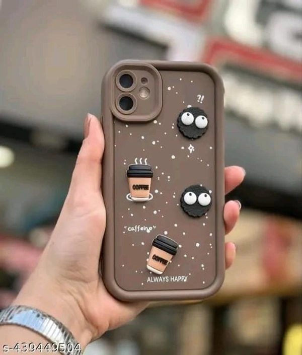 Elevate 3D Cute Cartoon Coffee Design with Precise Camera Cuts and shockproof Back Case Cover Compatible for i Phone 12 - Brown - Pickled Bean