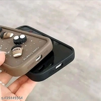 Elevate 3D Cute Cartoon Coffee Design with Precise Camera Cuts and shockproof Back Case Cover Compatible for i Phone 12 - Brown - Pickled Bean