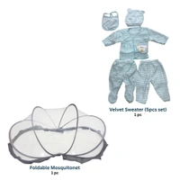 Premium Basic Newborn Combo - Foldable Mosquito Net + Velvet Sweater