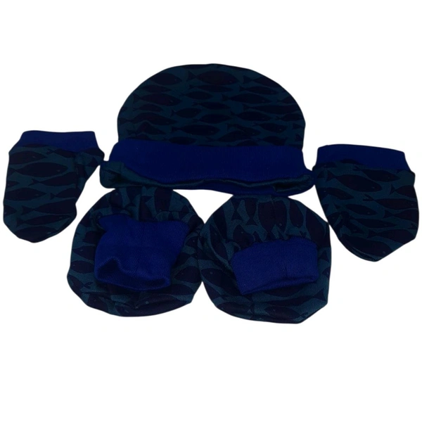 Premium Cotton Cap Mittens and Botties set - Lavender blush