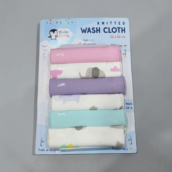 Face Napkin / Wash cloth | Hosiery Cotton | Kinder County (6pcs Pack)