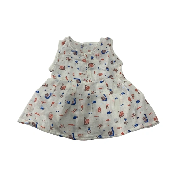 Muslin Cotton Frock Botton Type  - 3 To 6