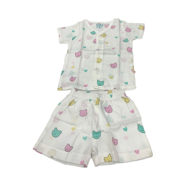 Half Sleeve Muslin Set (Firstin) - 0 To 3 Month