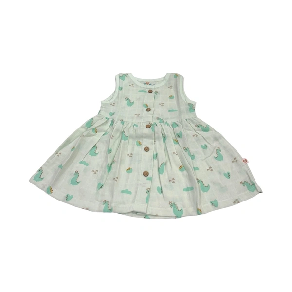 Muslin Cotton Frock Button Type (Firstin) - 0 To 3 Month