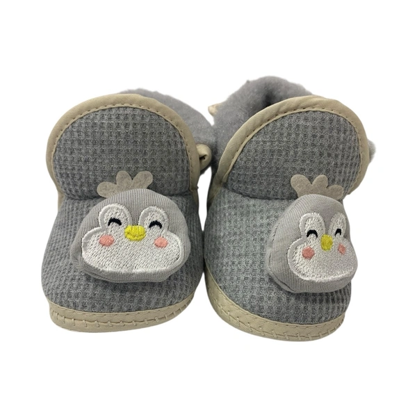 Soft Booties With Knot  - Gray