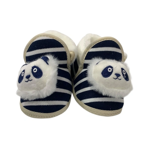 Panda Soft Booties With Knot  - Navy Blue