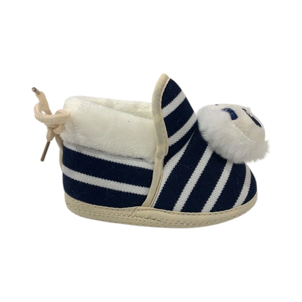 Panda Soft Booties With Knot  - Navy Blue