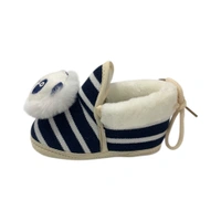 Panda Soft Booties With Knot  - Navy Blue
