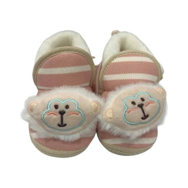 Panda Soft Booties With Knot  - Blush Pink