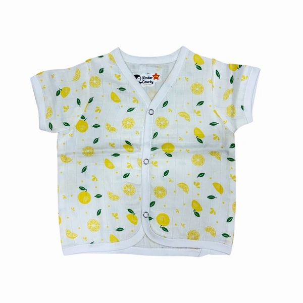 Muslin Button Jabla | Half Sleeve | 100% Cotton - 0-3m