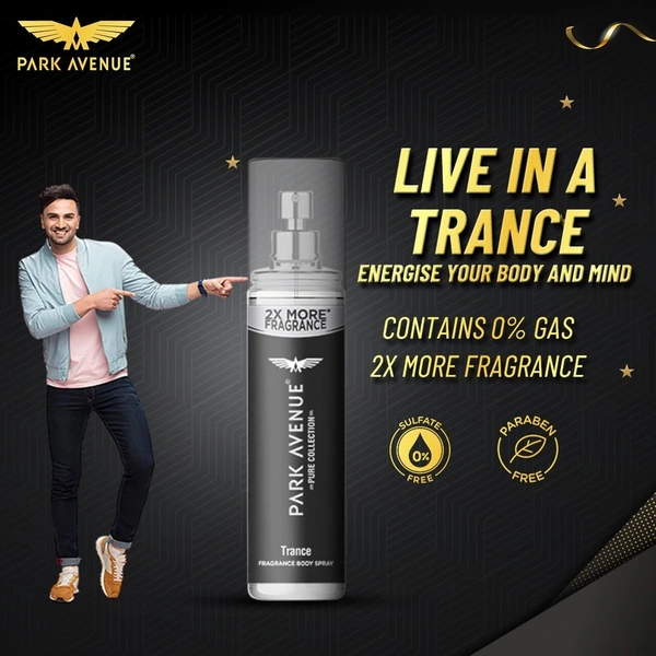 Park Avenue Pure Collection Trance Fragrance Body Spray for Men, 135ml - 135ML, BLACK