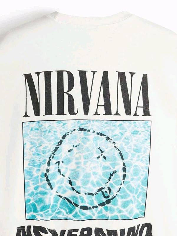H&M Loose Fit Vintage-look Painted T-shirt  - White, XS