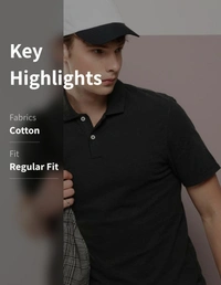 KooK N KeecH Solid polo  collar pure cotton T-shirt  - s, black