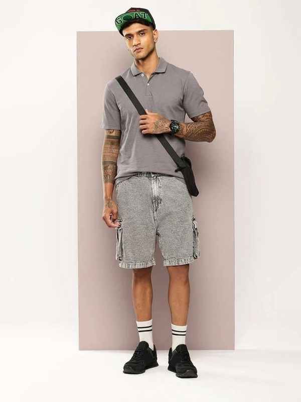 KooK N Keech polo collar pure cotton T-shirt  - s, grey