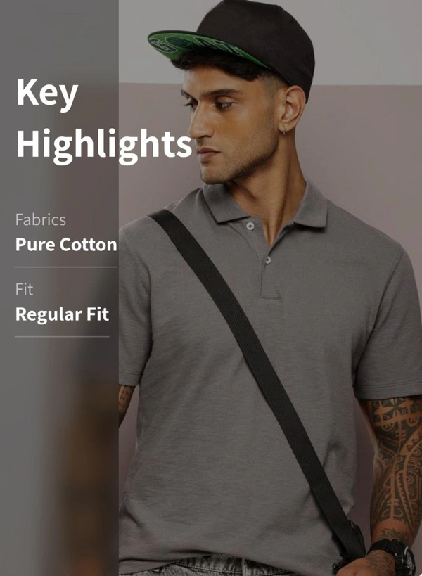 KooK N Keech polo collar pure cotton T-shirt  - s, grey