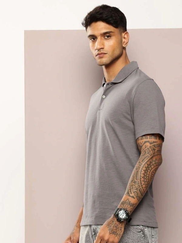KooK N Keech polo collar pure cotton T-shirt  - s, grey