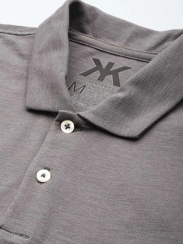 KooK N Keech polo collar pure cotton T-shirt  - s, grey