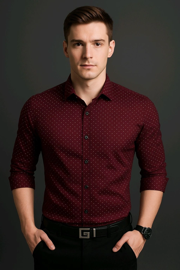Man Shirt For Clasic Looks  - Maroon, M