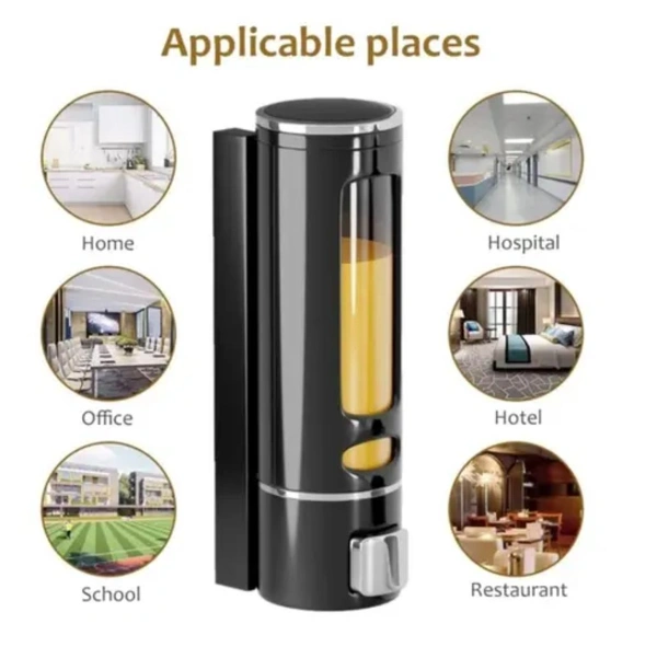 Urban Elegance ABS Plastic Soap Dispenser Sanitizer Dispenser Lotion Gel Dispenser Wall Mounted Liquid Soap Handwash Dispenser for Bathroom Kitchen ( Capsule, 400 Ml ) - Black