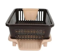 3 in 1 Durable Plastic Kitchen Sink, Large Dish Rack Drainer, Drying Rack Washing Basket with Tray for Kitchen, Dish Rack Organizers, Utensils Drainer Basket for Kitchen - Mine Shaft