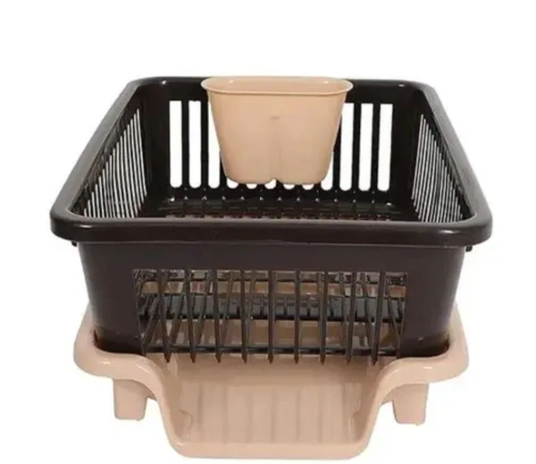 3 in 1 Durable Plastic Kitchen Sink, Large Dish Rack Drainer, Drying Rack Washing Basket with Tray for Kitchen, Dish Rack Organizers, Utensils Drainer Basket for Kitchen - Mine Shaft
