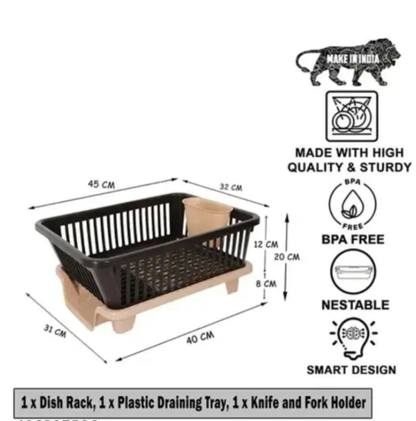 3 in 1 Durable Plastic Kitchen Sink, Large Dish Rack Drainer, Drying Rack Washing Basket with Tray for Kitchen, Dish Rack Organizers, Utensils Drainer Basket for Kitchen - Mine Shaft
