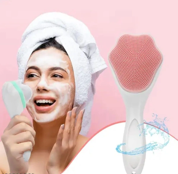1 Pack  Face Scrubber Exfoliating Brush, Manual Handheld Facial Cleansing Brush Blackhead Scrubber, Soft Food Grade Silicone bristles for Face Skincare (Pink, 1) - Pink