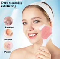 1 Pack  Face Scrubber Exfoliating Brush, Manual Handheld Facial Cleansing Brush Blackhead Scrubber, Soft Food Grade Silicone bristles for Face Skincare (Pink, 1) - Pink