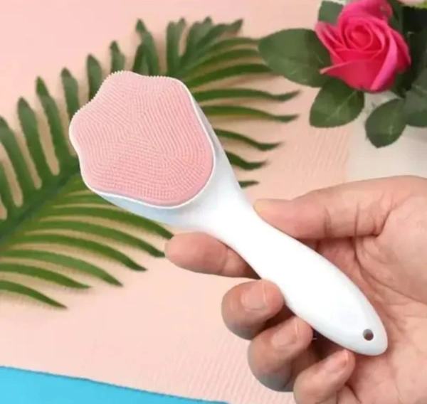 1 Pack  Face Scrubber Exfoliating Brush, Manual Handheld Facial Cleansing Brush Blackhead Scrubber, Soft Food Grade Silicone bristles for Face Skincare (Pink, 1) - Pink