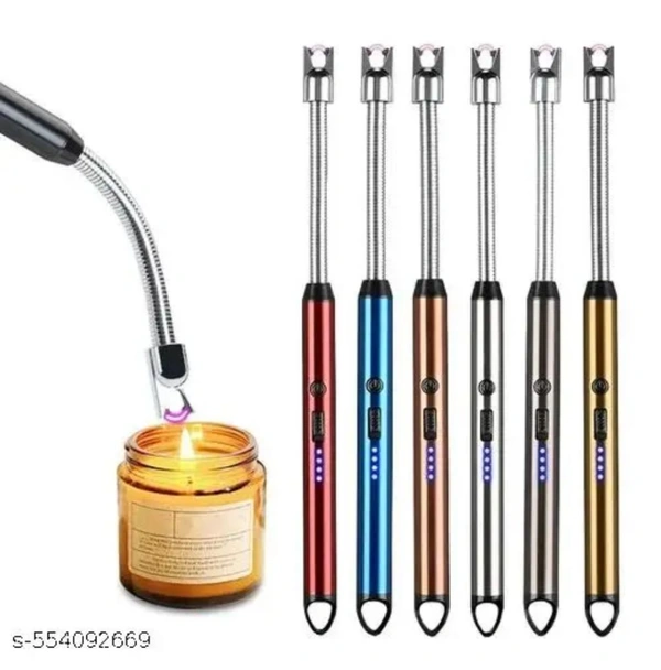 USB Electric Lighter for Candles Rechargeable Electric Gas/Plasma Lighter Flameless & Windproof USB Lighter With Led Battery Indicator Safety Switch Flexible Long Neck Lighters For Candles, Gas Stoves. - Blue