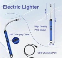 USB Electric Lighter for Candles Rechargeable Electric Gas/Plasma Lighter Flameless & Windproof USB Lighter With Led Battery Indicator Safety Switch Flexible Long Neck Lighters For Candles, Gas Stoves. - Blue