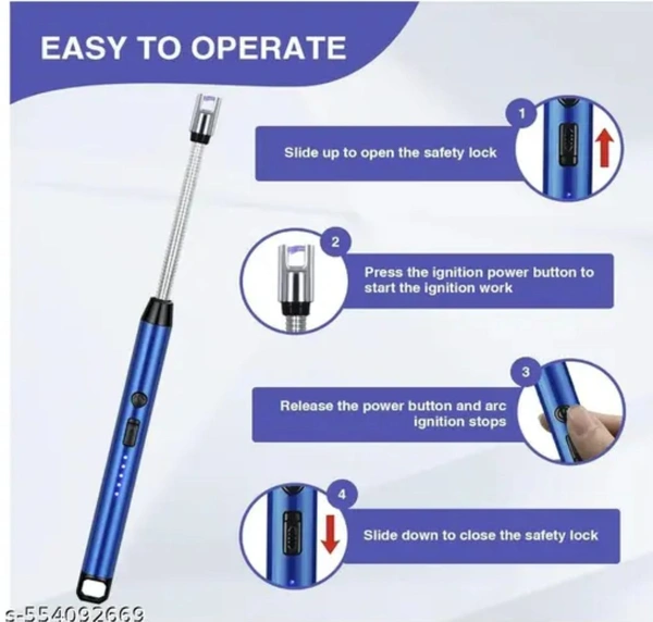 USB Electric Lighter for Candles Rechargeable Electric Gas/Plasma Lighter Flameless & Windproof USB Lighter With Led Battery Indicator Safety Switch Flexible Long Neck Lighters For Candles, Gas Stoves. - Blue