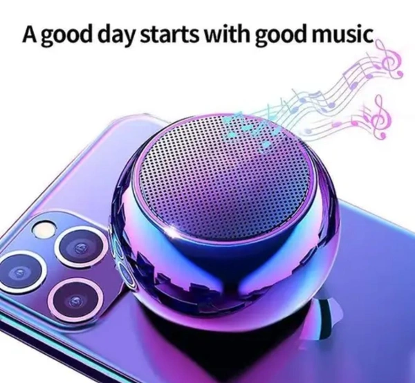 Mini Boost 4 Bluetooth Speaker 4D Mini Electroplating Round Steel Speaker - Blue