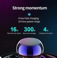 Mini Boost 4 Bluetooth Speaker 4D Mini Electroplating Round Steel Speaker - Blue
