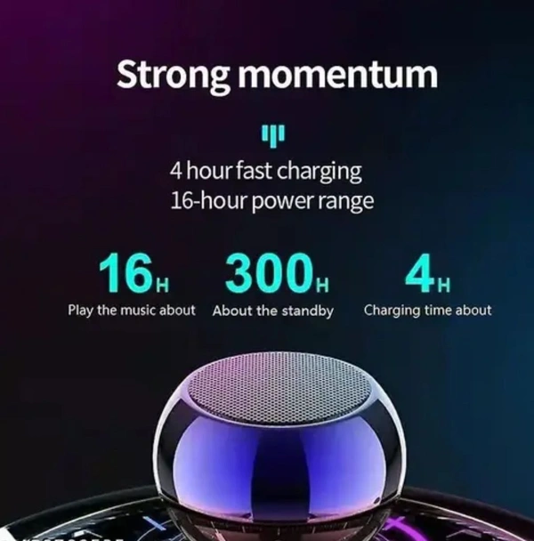 Mini Boost 4 Bluetooth Speaker 4D Mini Electroplating Round Steel Speaker - Blue