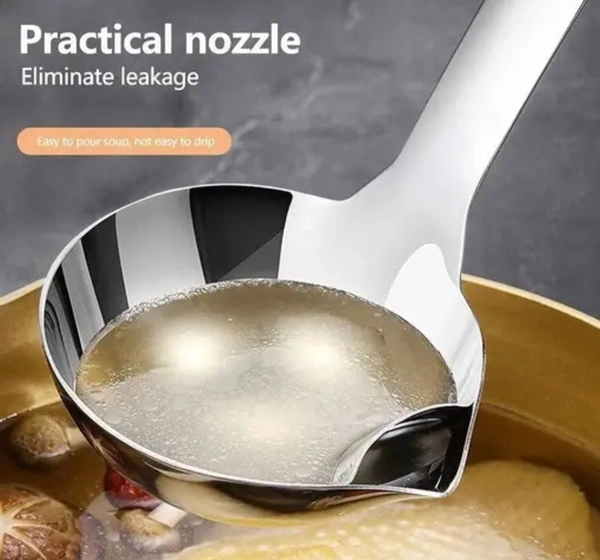 Stainless Steel Oil Soup Separator Spoon - Silver