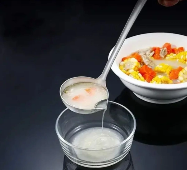 Stainless Steel Oil Soup Separator Spoon - Silver