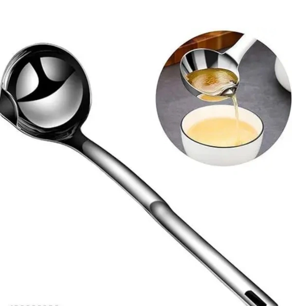 Stainless Steel Oil Soup Separator Spoon - Silver