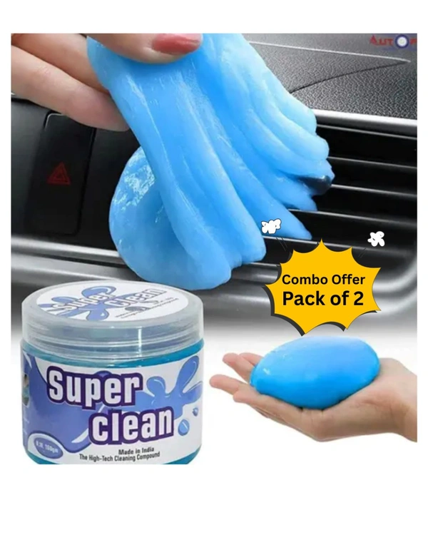 Super Cleaning Gel High-Tech Cleaning Compound Gel for Car AC Vent & Dashboard Keyboard Vehicle Interior Cleaner (Blue) (super clean car & keyboard cleaning gel) (Pack of 2) - Melrose