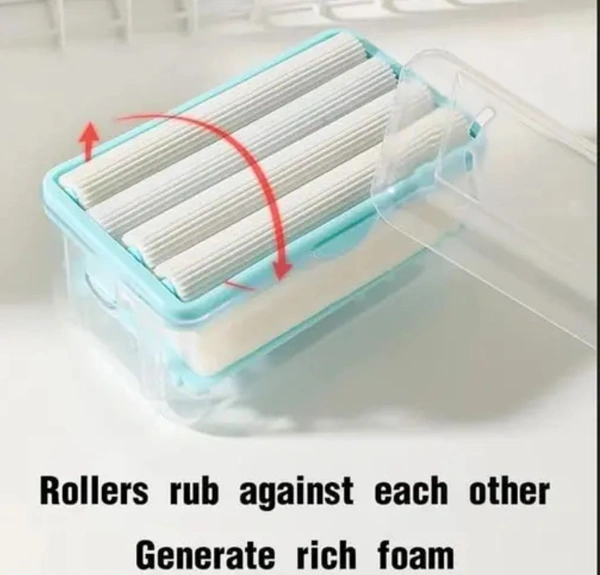 (Pack Of 2) "Soap Roller Dispenser", 2-in-1 Portable Soap Dish & Soap Dispenser with Roller and Drain Holes,Multifunctional Soap Holder Foaming Soap Bar Box for Cleaning Cloth Brush - Periwinkle