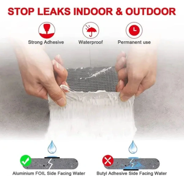 Leakage Repair Waterproof Tape For Pipe Roof Water Solution Aluminium Foil Adhesive Sealing butyl rubber tape, Sealing Tape for Leakage  - White