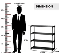 Shoe Rack 4 Shelves Durable and Multipurpose Shoe Rack Shoe Stand Shelf, Plastic Collapsible Shoe Stand (Black, 4 Shelves - Black