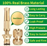 Water Spray Nozzle Suitable for Pipe Adjustable Brass Spray Nozzle Water Pressure Booster Brass Nozzle Water Spray Gun for Car Wash & Gardening Water Pressure Nozzle - Gold