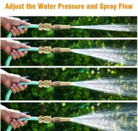 Water Spray Nozzle Suitable for Pipe Adjustable Brass Spray Nozzle Water Pressure Booster Brass Nozzle Water Spray Gun for Car Wash & Gardening Water Pressure Nozzle - Gold