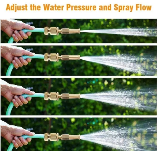 Water Spray Nozzle Suitable for Pipe Adjustable Brass Spray Nozzle Water Pressure Booster Brass Nozzle Water Spray Gun for Car Wash & Gardening Water Pressure Nozzle - Gold