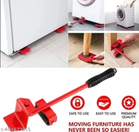 Heavy Duty Furniture Lifter Mover Tool Set, Furniture Moving Roller Wheel Set for Washing Machines, Fridge,Sofa, Wardrobes Adjustable Height 5pcs - Red