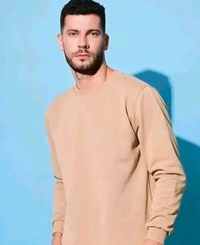 Trendy solid full sleeve 100%fleece
sweatshirt - Beige, M