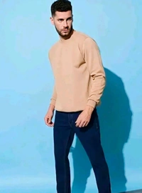 Trendy solid full sleeve 100%fleece
sweatshirt - Beige, M