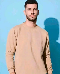 Trendy solid full sleeve 100%fleece
sweatshirt - Beige, M