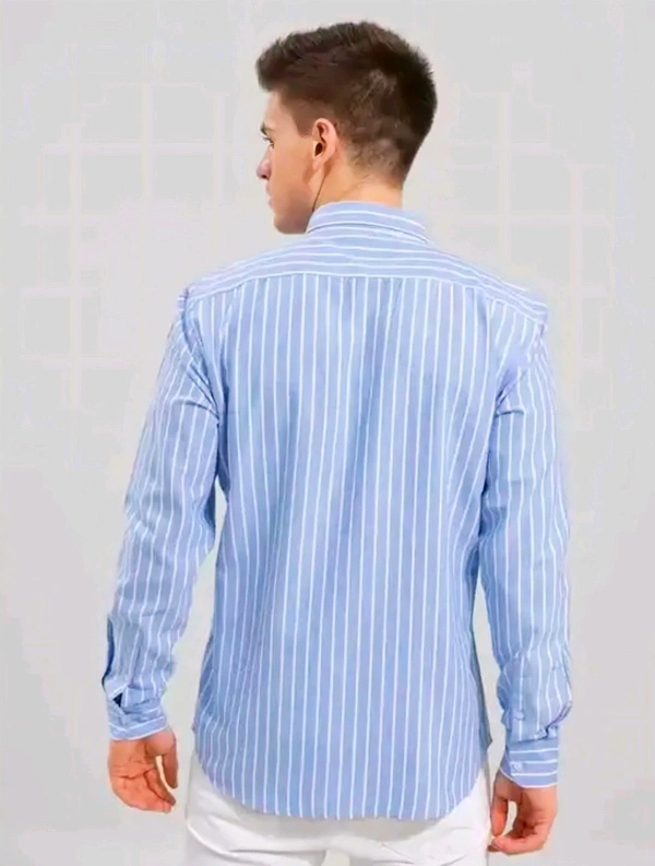 Premium Sky-blue Formal Lined Shirt For Men - Seagull, XXL